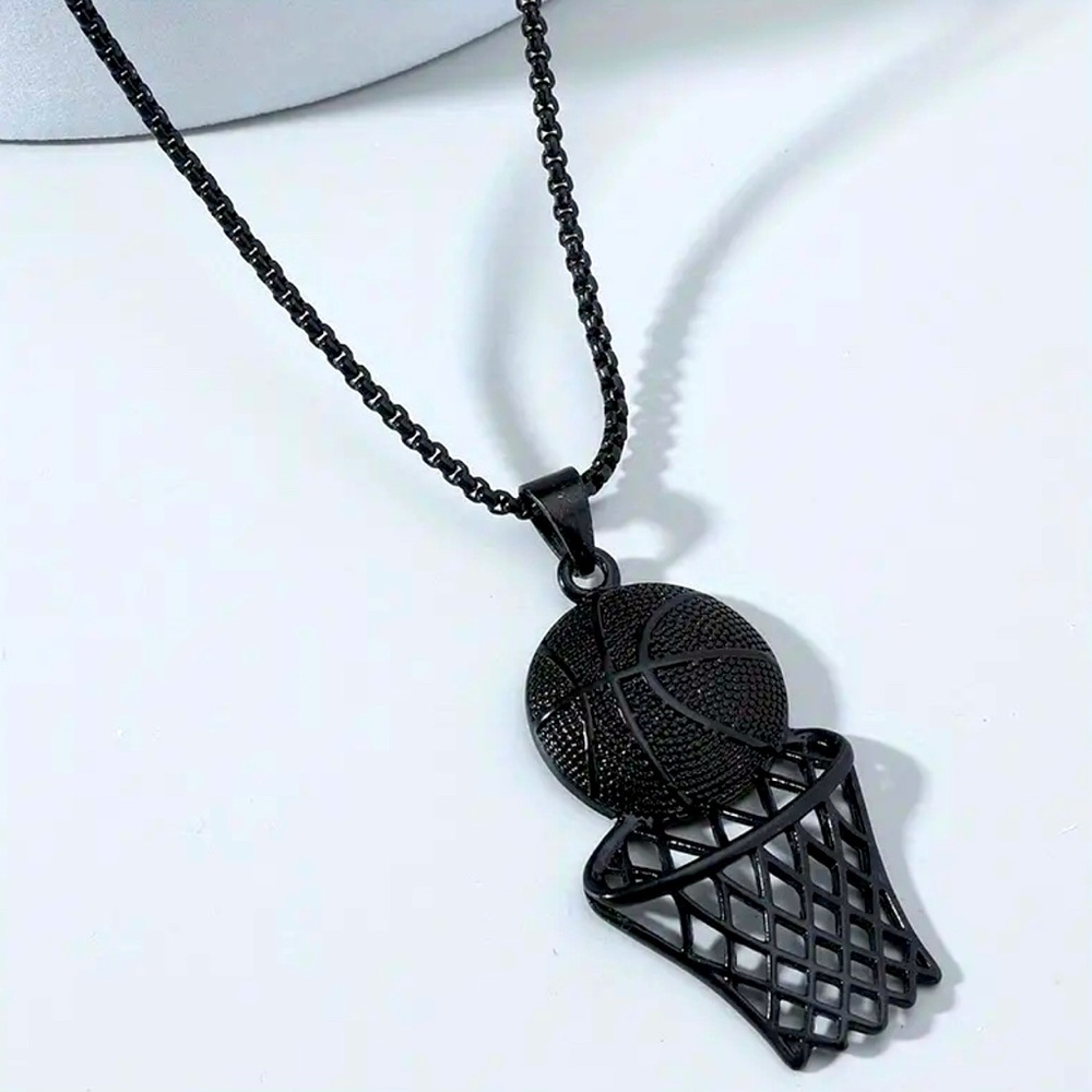 New basketball hoop & ball player necklace hip hop sporty cool trendy design XL